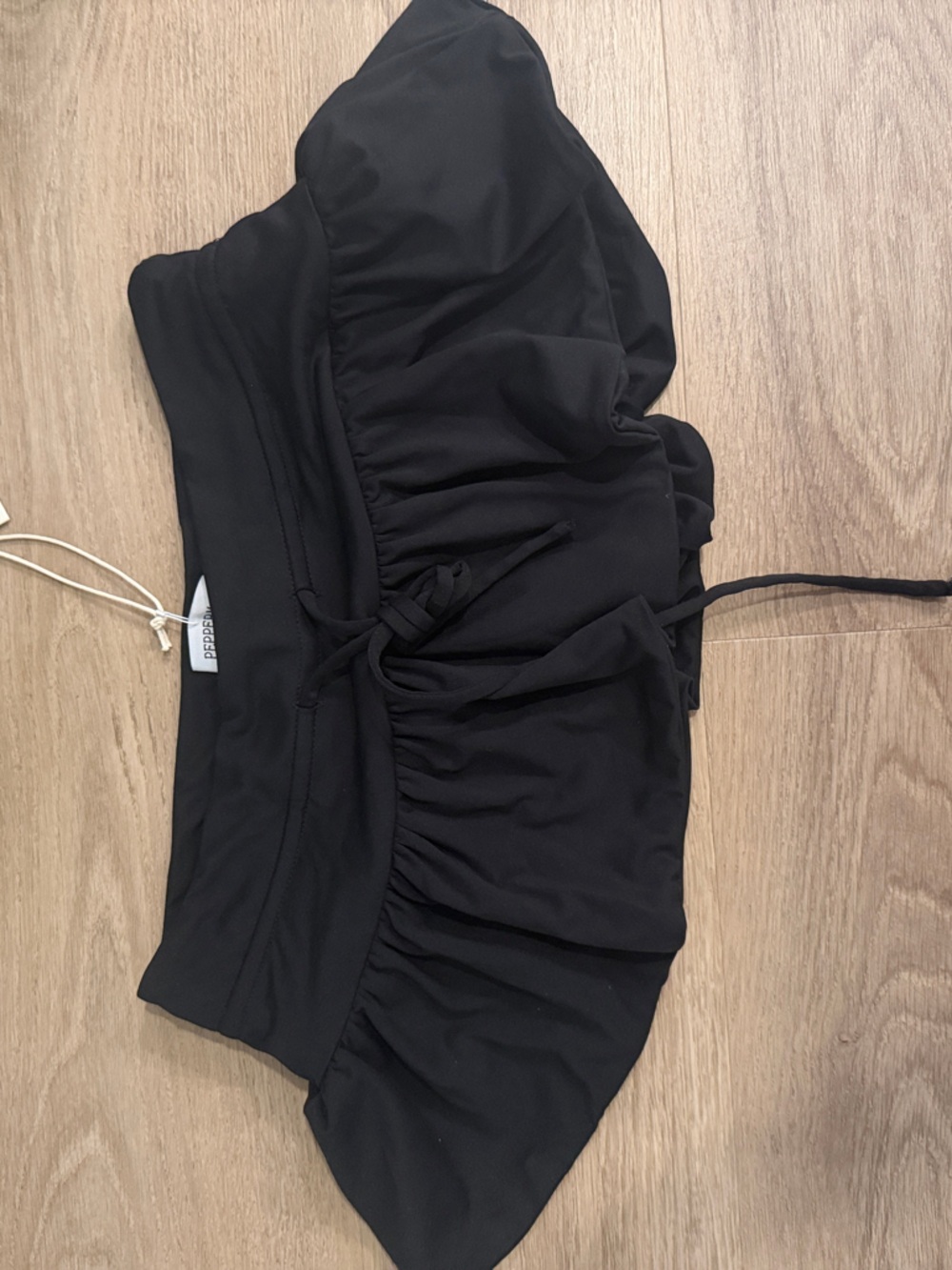 Peppermayo Black Ruffle Skort with Drawstring Detail